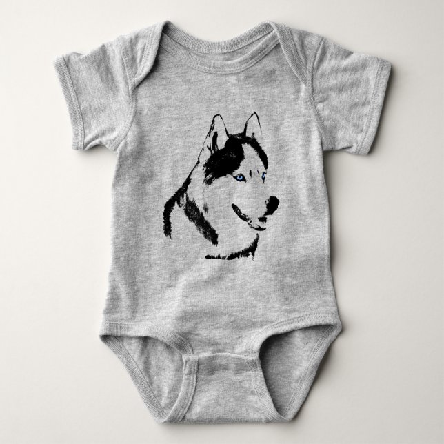 Baby Husky Creeper Husky Dog Baby Bodysuit (Front)