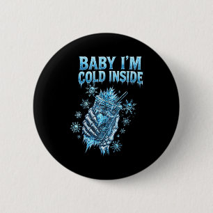 Baby I'm Cold Inside Iced Coffee Heart Skeleton Ch 6 Cm Round Badge
