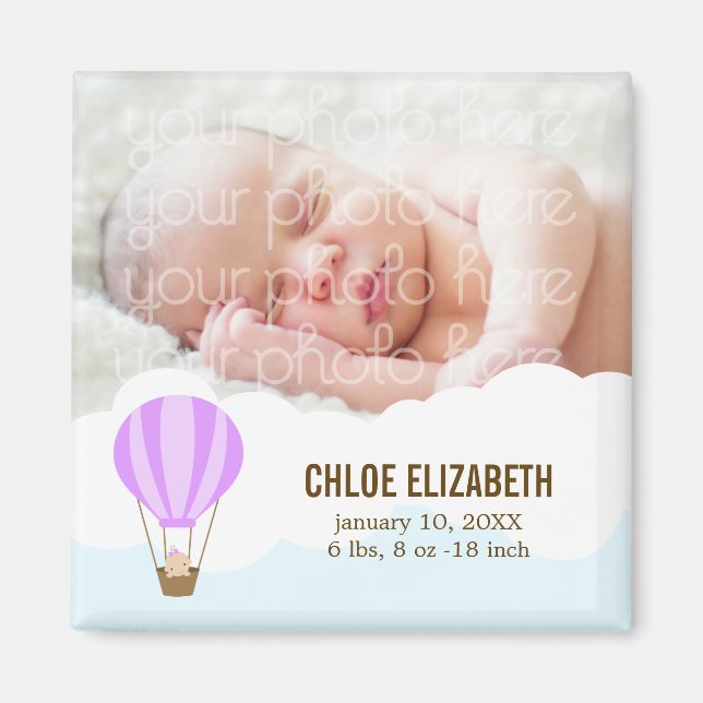 Baby in a Balloon Baby Birth Announcements Magnet (Front)