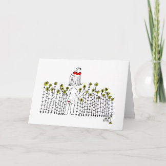 Baby in a field of flowers thank you card