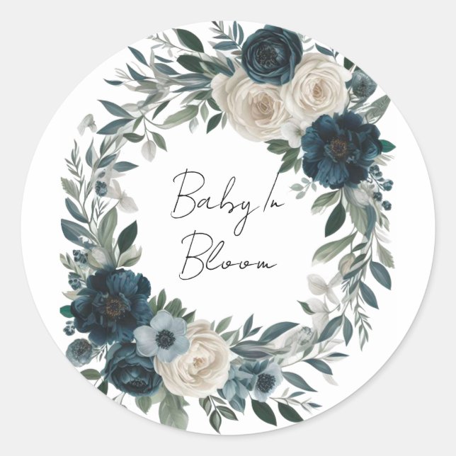 Baby In Bloom: A Garden-inspired Baby Shower Classic Round Sticker (Front)