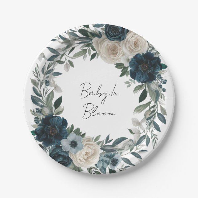 Baby In Bloom: A Garden-inspired Baby Shower Paper Plate (Front)