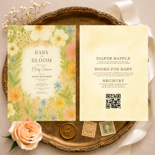 Baby in Bloom All in One QR Code Baby Shower Invitation