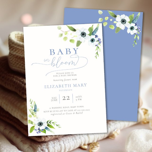 Baby in Bloom Anemones Floral Boy Baby Shower Invitation (Creator Uploaded)