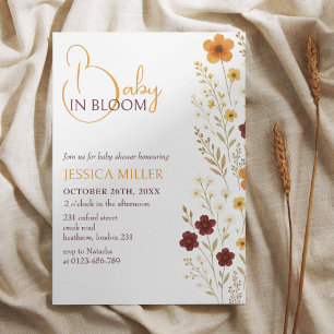 Baby in Bloom Autumn Wildflowers Baby Shower Invitation