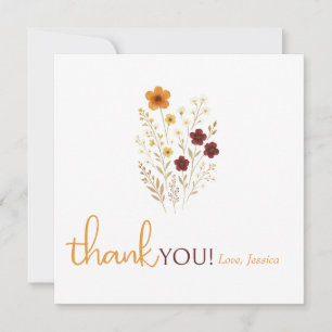 Baby in Bloom Autumn Wildflowers Baby Shower Thank You Card