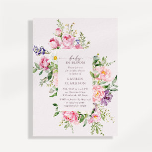 Baby in Bloom Baby Pink Floral Baby Shower Invitation