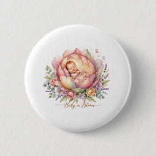 Baby in Bloom Baby Shower 6 Cm Round Badge