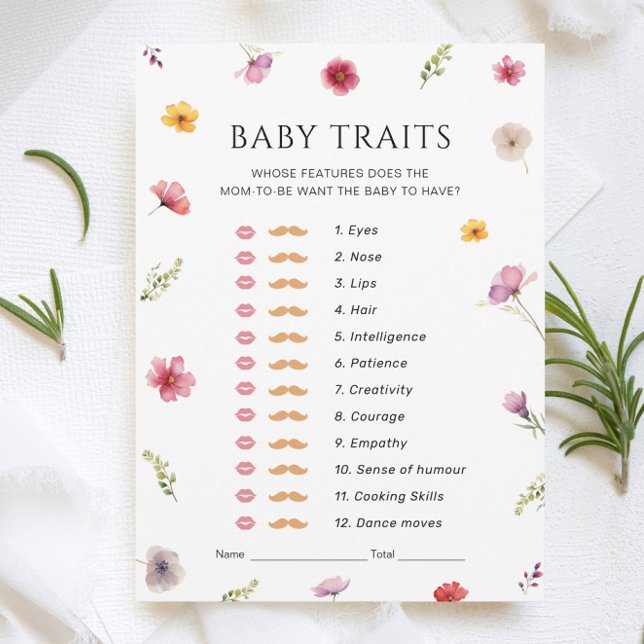 Baby in Bloom Baby Shower Baby Traits Game Card (Creator Uploaded)