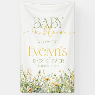 BABY IN BLOOM BABY SHOWER BANNER GREEN AND YELLOW