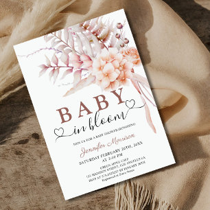 Baby In Bloom Baby Shower Beige Spring Floral Invitation