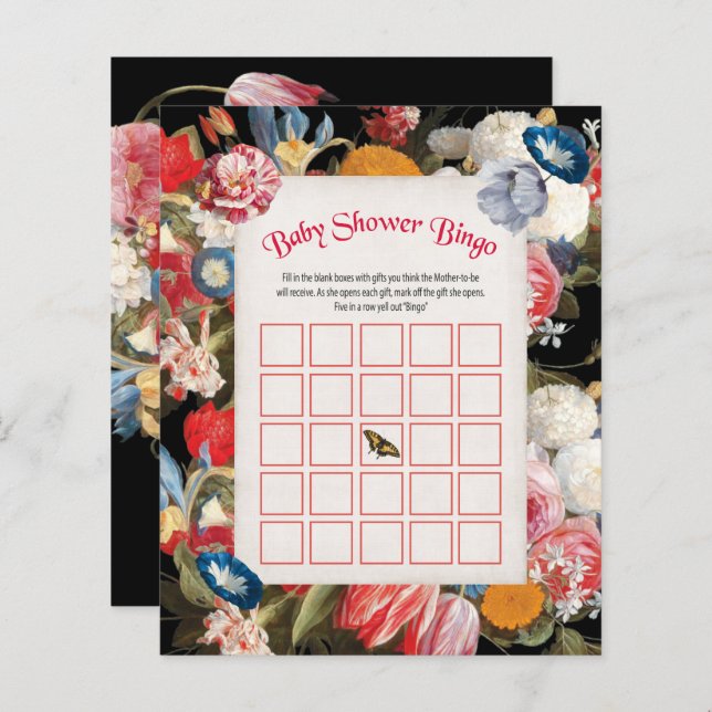 Baby in Bloom Baby Shower Bingo Game (Front/Back)