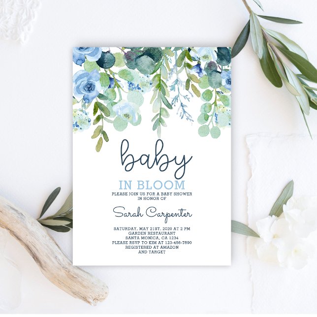 Baby in Bloom baby shower boy Invitation (Creator Uploaded)