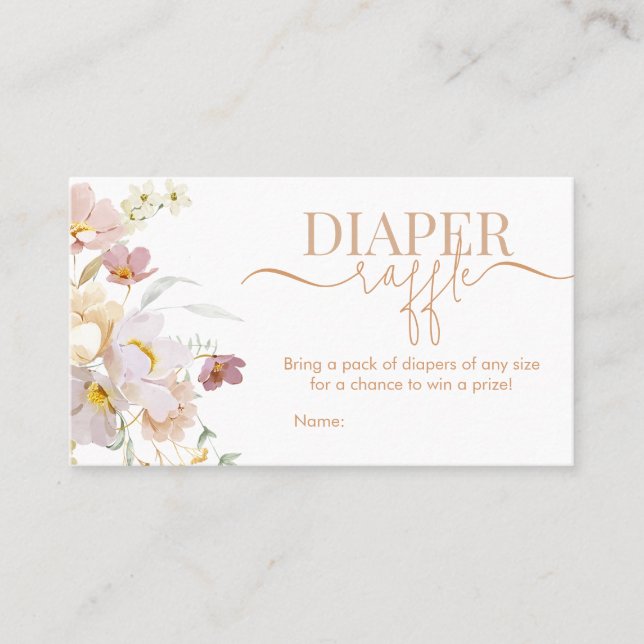 Baby in bloom Baby Shower Diaper Raffle Business Card (Front)