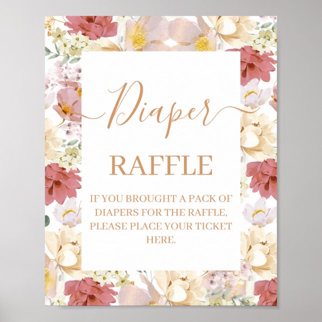 Baby in Bloom Baby Shower Diaper Raffle sign (Front)