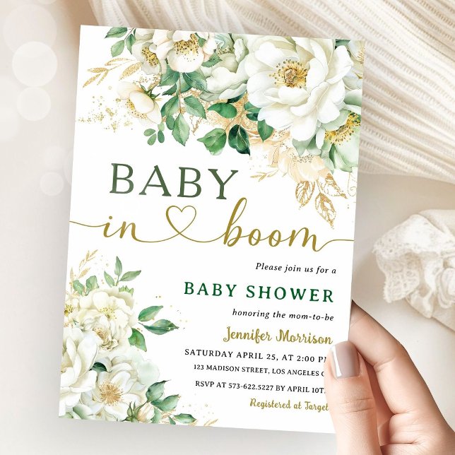Baby In Bloom Baby Shower Floral Gender Neutral Invitation (Creator Uploaded)