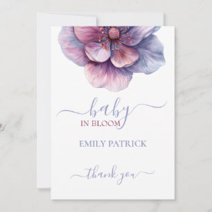 Baby in bloom baby shower floral thank you card