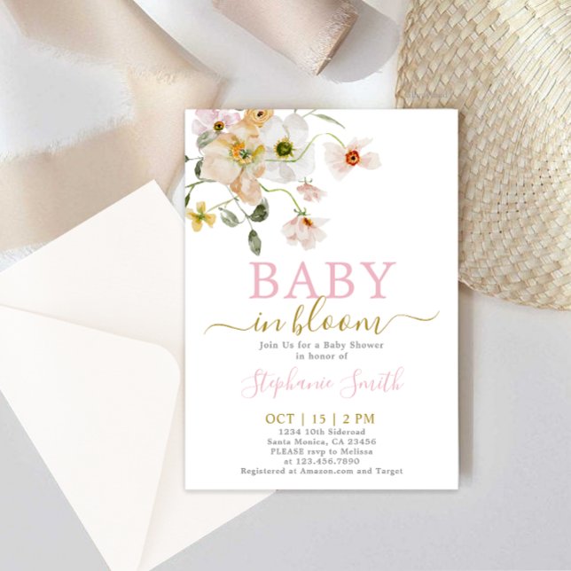 Baby in Bloom Baby Shower Girl Invitation (Creator Uploaded)