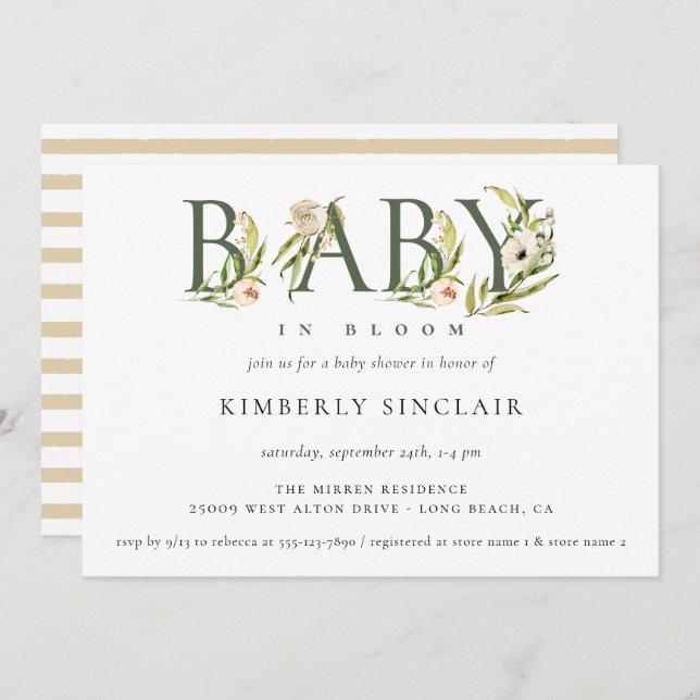 Baby in bloom Baby Shower Invitation (Front/Back)