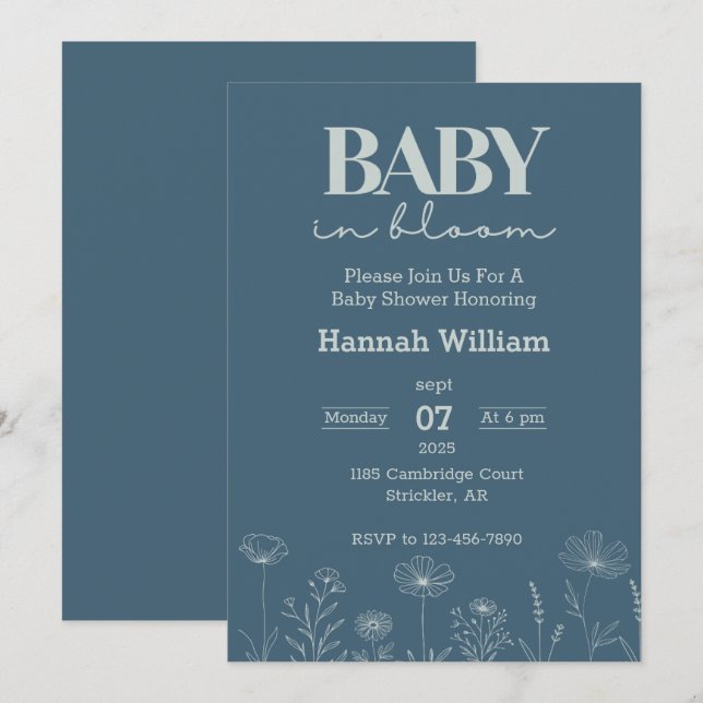 Baby in Bloom Baby Shower Invitation (Front/Back)