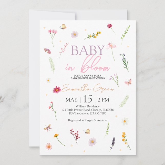 Baby in Bloom Baby Shower Invitation (Front)