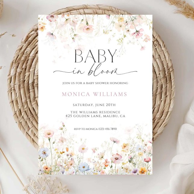 Baby in Bloom Baby Shower Invitation Editable Wild (Creator Uploaded)