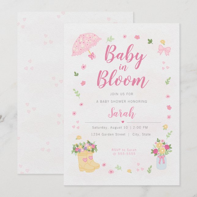 Baby in Bloom Baby Shower Invitation | Spring  (Front/Back)