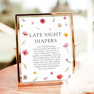 Baby in Bloom Baby Shower Late Night Diapers Game Poster