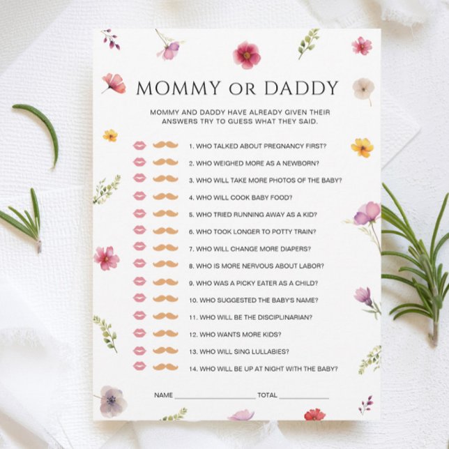 Baby in Bloom Baby Shower Mummy or Daddy Game Card (Creator Uploaded)
