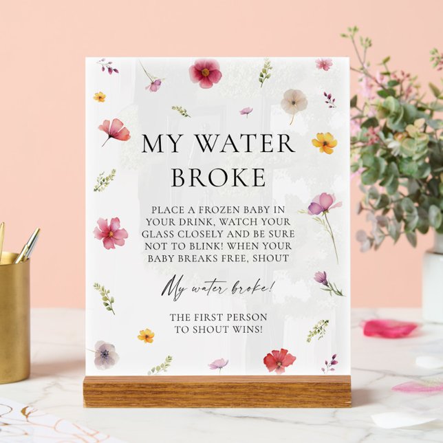Baby in Bloom Baby Shower My Water Broke Game Acrylic Sign (Creator Uploaded)