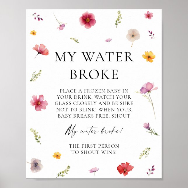 Baby in Bloom Baby Shower My Water Broke Game Poster (Front)