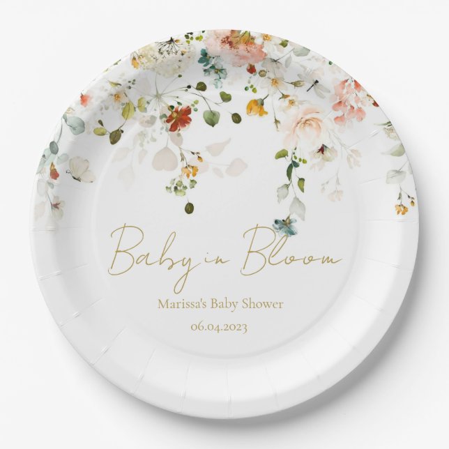 Baby in Bloom Baby Shower Paper Plate (Front)