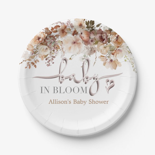 Baby in Bloom Baby Shower Paper Plate (Front)