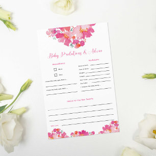 Baby in Bloom Baby Shower Predictions Advice Game