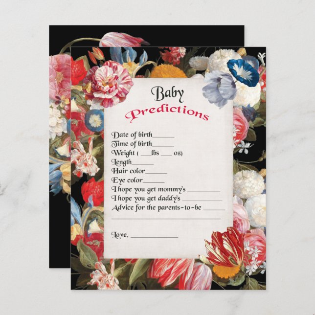 Baby in Bloom Baby Shower Predictions Game (Front/Back)