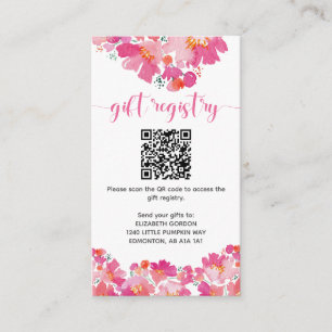 Baby in Bloom Baby Shower Registry QR Code Floral Enclosure Card