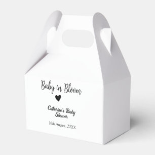 Baby in bloom baby shower simple black heart date favour box