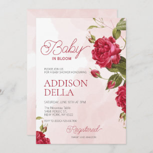 Baby In Bloom Baby Shower Spring summer floral Invitation