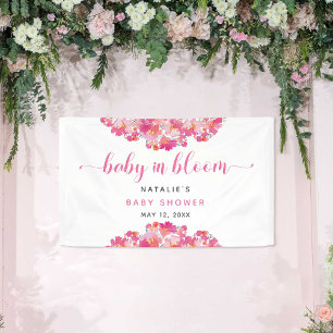 Baby in Bloom Baby Shower Welcome Backdrop Pink  Banner