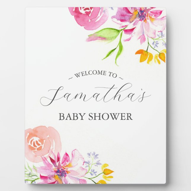 Baby in Bloom Baby Shower Welcome Sign Plaque (Front)