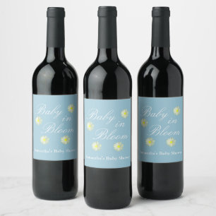 Baby In Bloom Baby Shower Wine Label