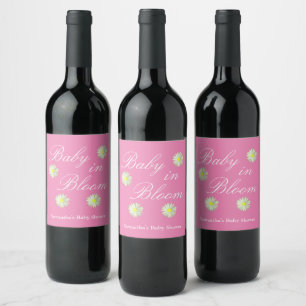Baby In Bloom Baby Shower Wine Label