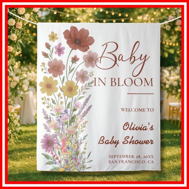 Baby in Bloom Backdrop Wildflower Baby Shower Tapestry (Creator Uploaded)