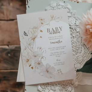 Baby In Bloom Baige Watercolor Baby Shower Invitation