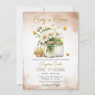 Baby in Bloom Bee Daisy Flower Baby Shower Invitation
