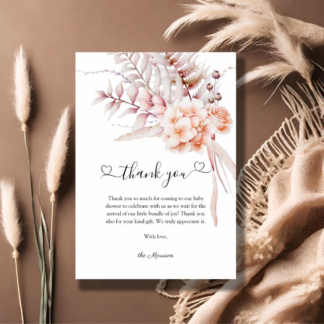 Baby in Bloom | Beige Spring Floral Baby Shower Thank You Card (Creator Uploaded)