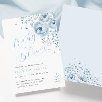 Baby in Bloom Blue Floral Baby Shower Invitation