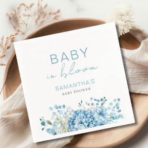Baby In Bloom Blue Floral Boy Baby Shower  Napkin