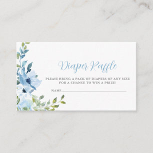 Baby In Bloom Blue Floral Diaper Raffle Ticket Enclosure Card