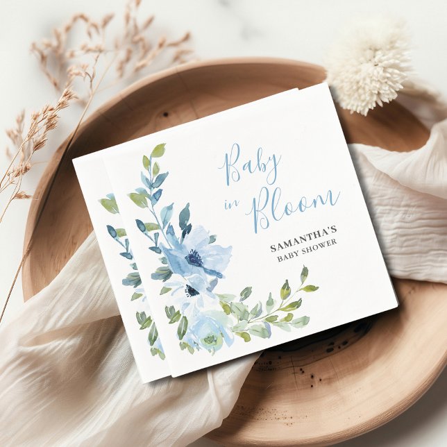 Baby In Bloom Blue Floral  Napkin (Creator Uploaded)